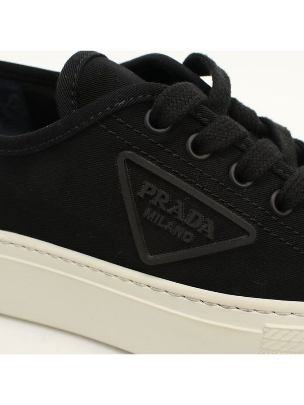 Prada Low Cut Triangle Logo Sneakers Cotton - Picture 6 of 9